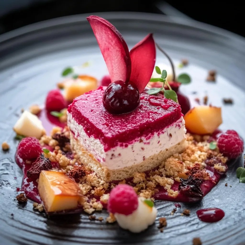 Rote Bete Mousse mit Apfel und Forelle