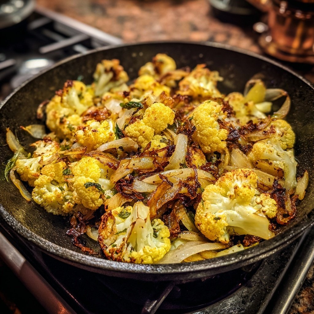 Blumenkohl Pfanne Mit Curry Gewürz