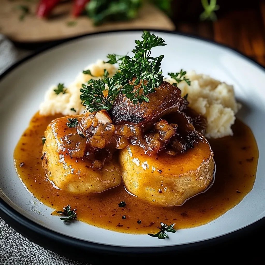 Butterzartes Rahmgulasch mit Serviettenknödel