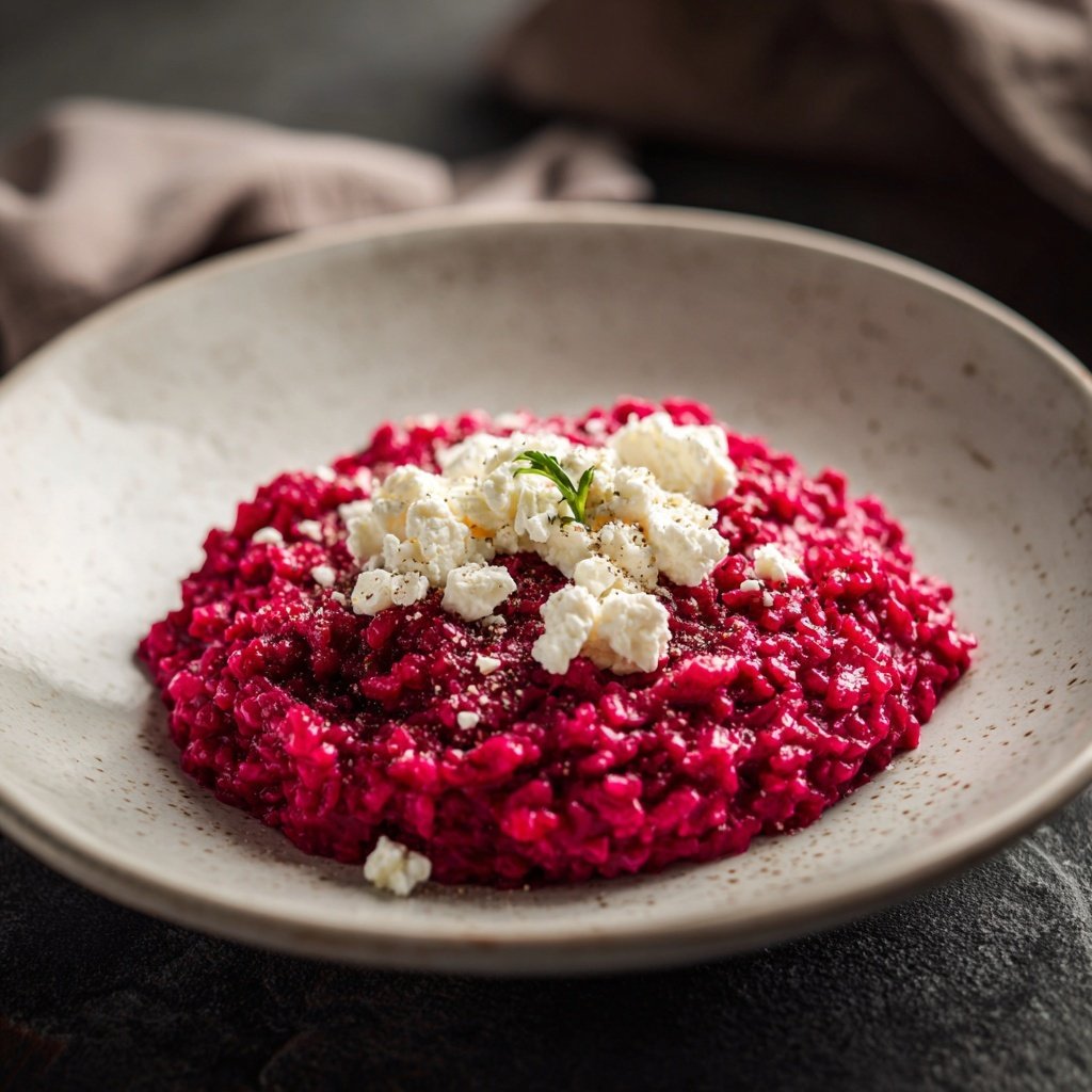 Rote-Bete-Risotto mit Ziegenkäse