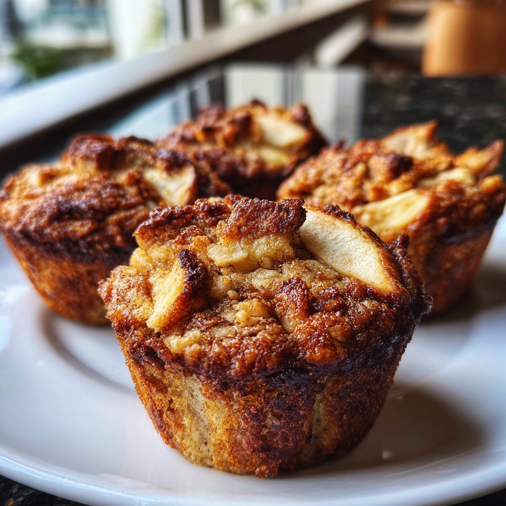 Muffins mit Apfelstücken und Zimtkruste
