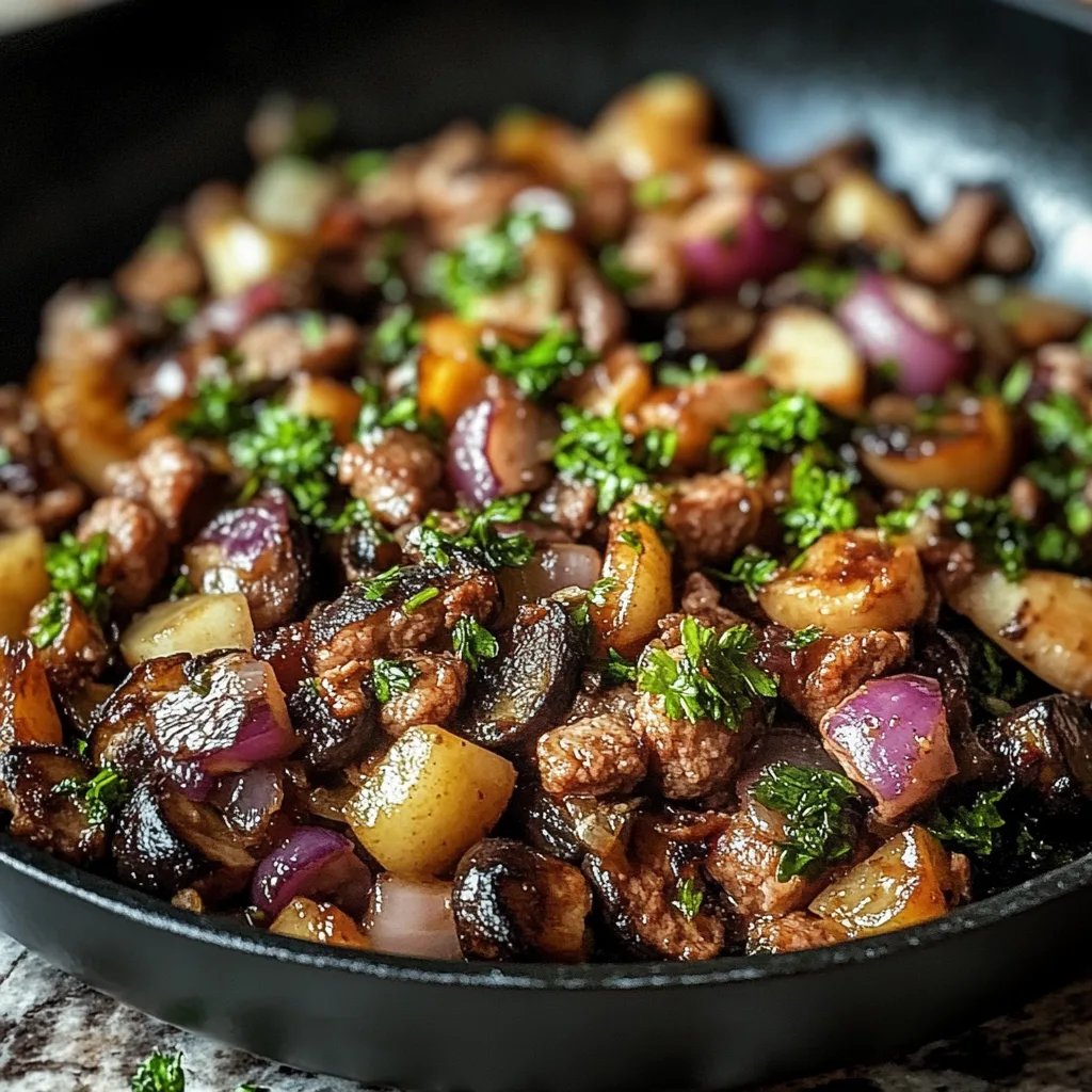 Würzige Rosenkohl-Hackfleisch-Pfanne