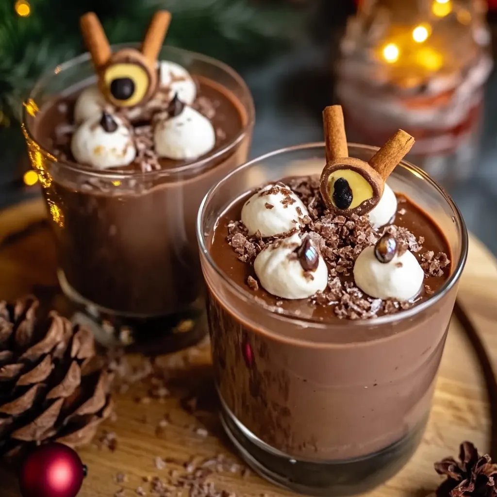 Weihnachts-Rentier-Dessert im Glas
