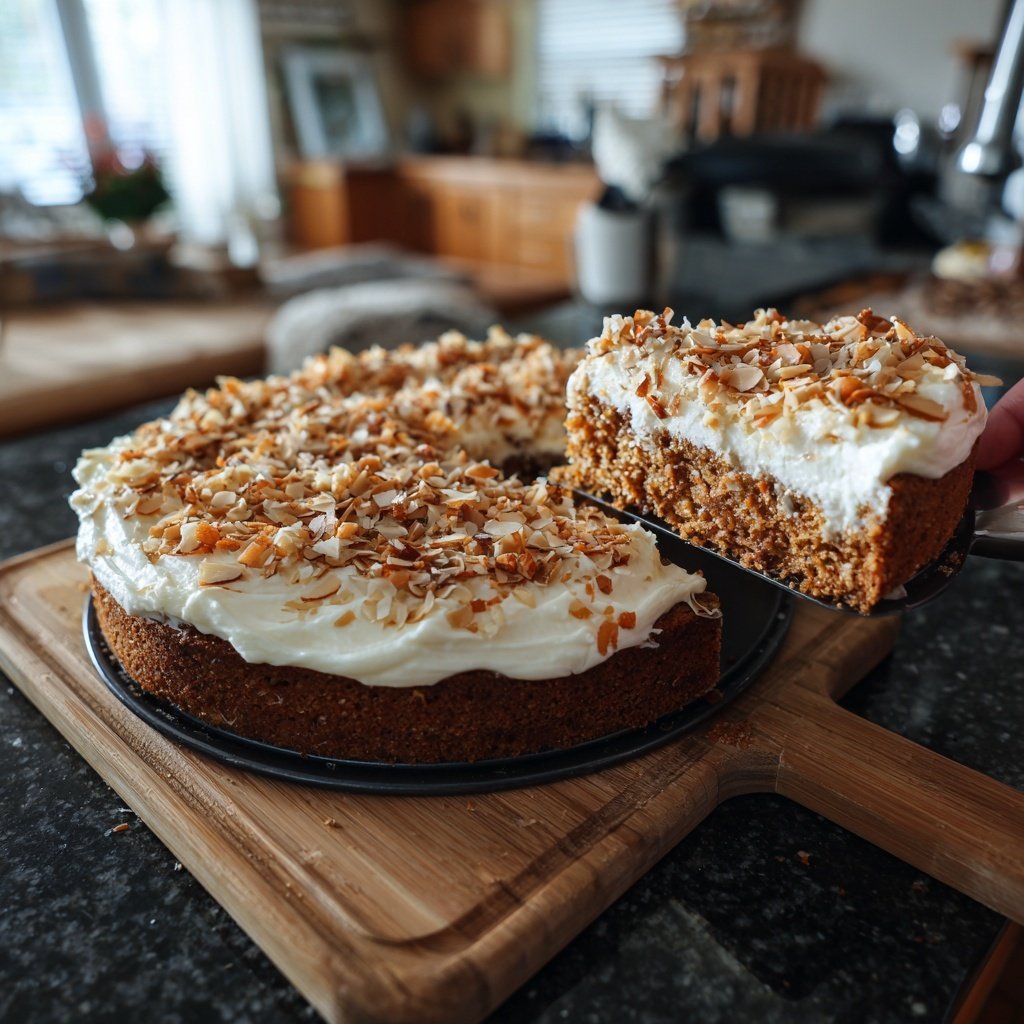 Karottenkuchen Mit Mandel Crunch