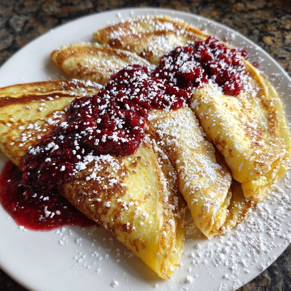 Pfannkuchen mit Himbeerkompott